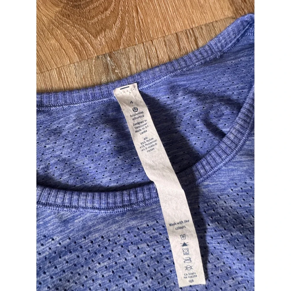 Lululemon Breeze By Long Sleeve II Heathered Sapphire Blue Size 4